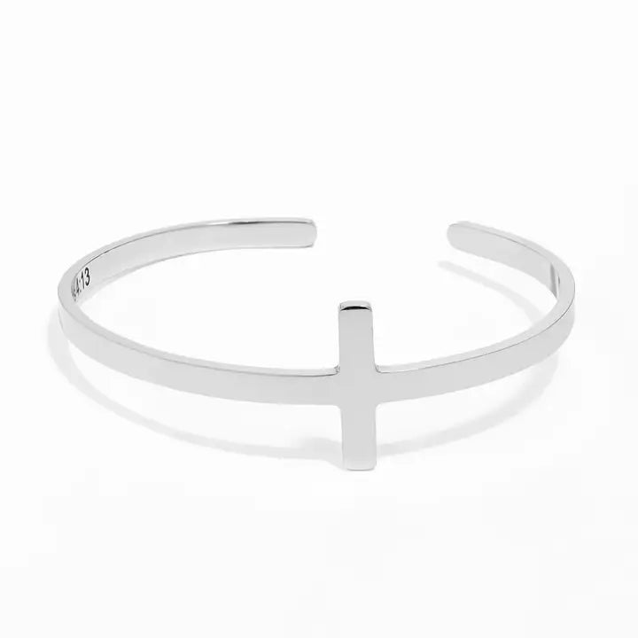 Cross Cuff Bracelet with Scripture Philippians 4:13 Stainless Steel