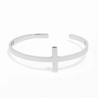 Cross Cuff Bracelet with Scripture Philippians 4:13 Stainless Steel